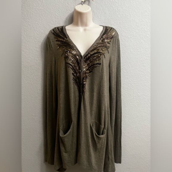 Miss Me Olive Green Cardigan - Picture 1 of 7